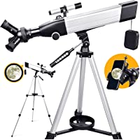 Telescopio Astronómico para Adultos- Niños- Principiantes- Apertura de 60 mm- Telescopio Refractor de Aumento 20X-167X…